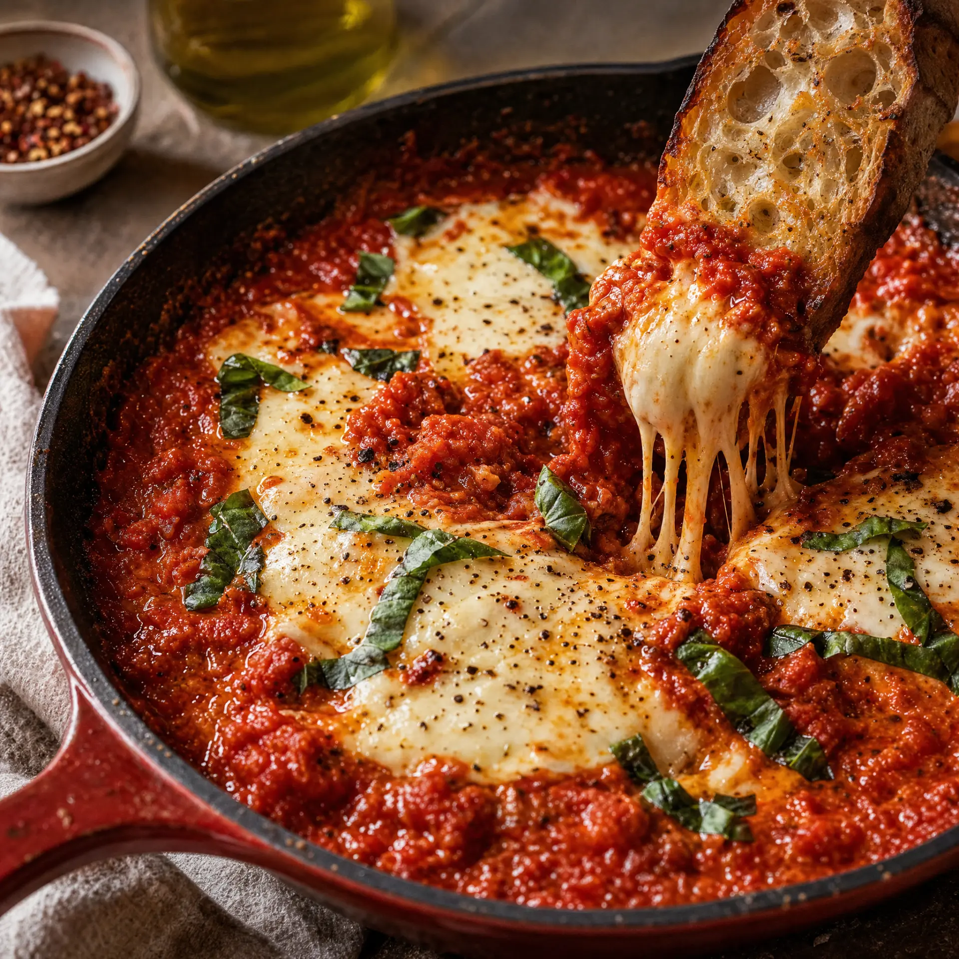 Skillet Mozzarella Tomato Dip